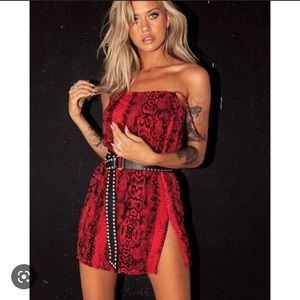 Motel Datista Slip Oversize dress red and black size s